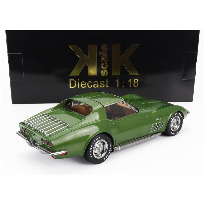 KK SCALE CHEVROLET CORVETTE C3 1972 - WITH REMOVABLE ROOF PARTS - GREEN 1/18