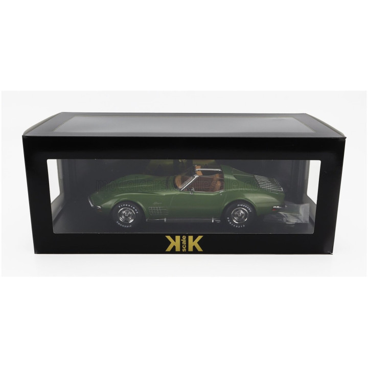 KK SCALE CHEVROLET CORVETTE C3 1972 - WITH REMOVABLE ROOF PARTS - GREEN 1/18