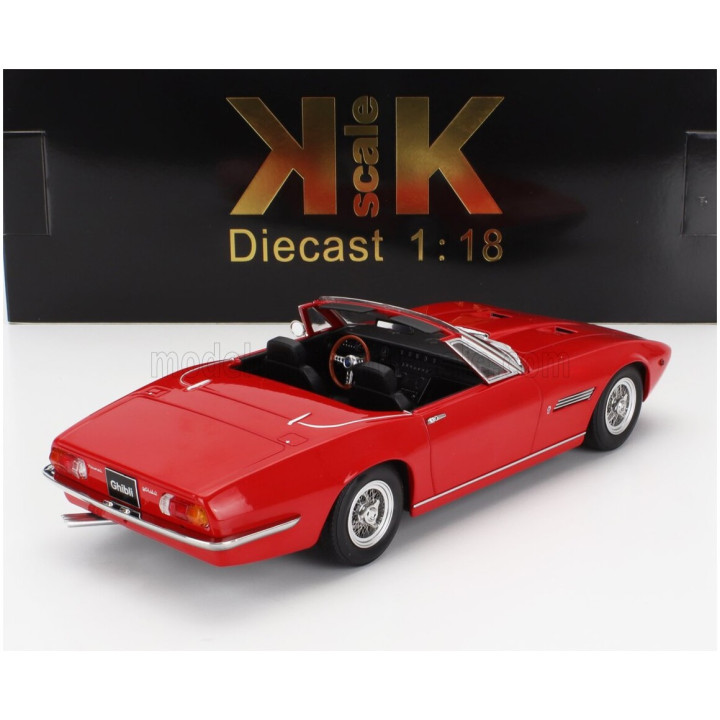 KK SCALE MASERATI GHIBLI SPIDER CABRIOLET OPEN 1970 - SPOKED RIMS - CERCHIO A RAGGIO - RED 1/18