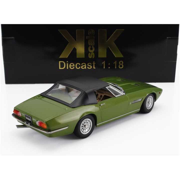 KK SCALE MASERATI GHIBLI SPIDER CABRIOLET OPEN 1970 - ALLOY RIMS - CERCHI IN LEGA - GREEN 1/18
