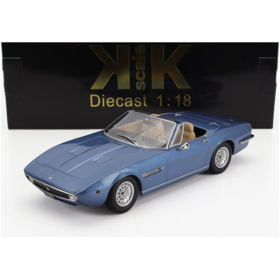 KK SCALE MASERATI GHIBLI SPIDER CABRIOLET OPEN 1970 - ALLOY RIMS - CERCHI IN LEGA - LIGHT BLUE 1/18