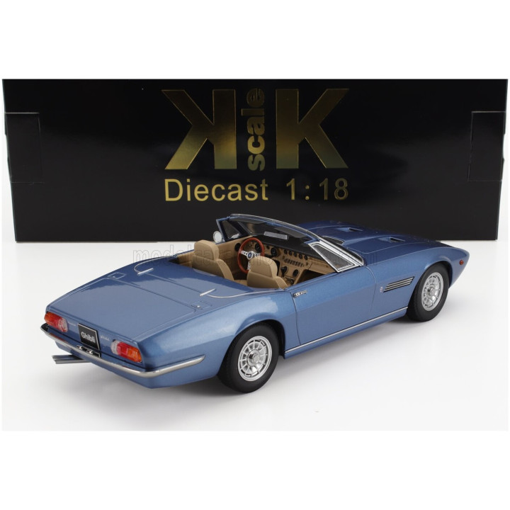 KK SCALE MASERATI GHIBLI SPIDER CABRIOLET OPEN 1970 - ALLOY RIMS - CERCHI IN LEGA - LIGHT BLUE 1/18