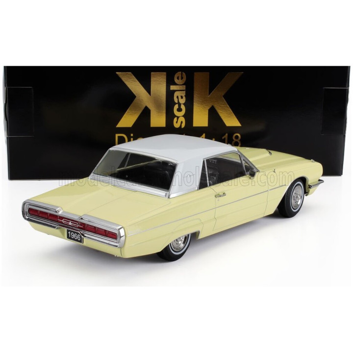 KK SCALE FORD USA THUNDERBIRD CABRIOLET HARD-TOP CLOSED 1966 - YELLOW WHITE 1/18