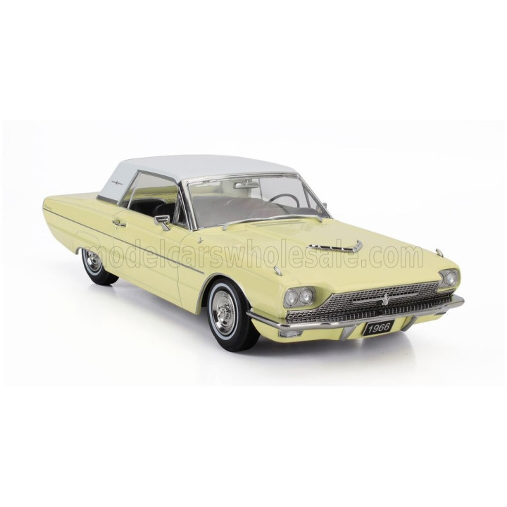 KK SCALE FORD USA THUNDERBIRD CABRIOLET HARD-TOP CLOSED 1966 - YELLOW WHITE 1/18
