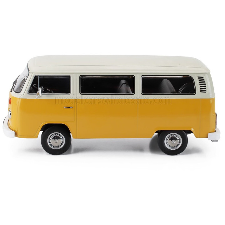 KK SCALE VOLKSWAGEN T2b MINIBUS 1972 - YELLOW WHITE 1/18