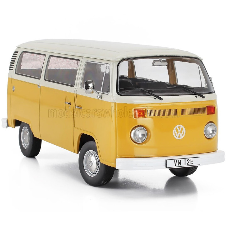 KK SCALE VOLKSWAGEN T2b MINIBUS 1972 - YELLOW WHITE 1/18