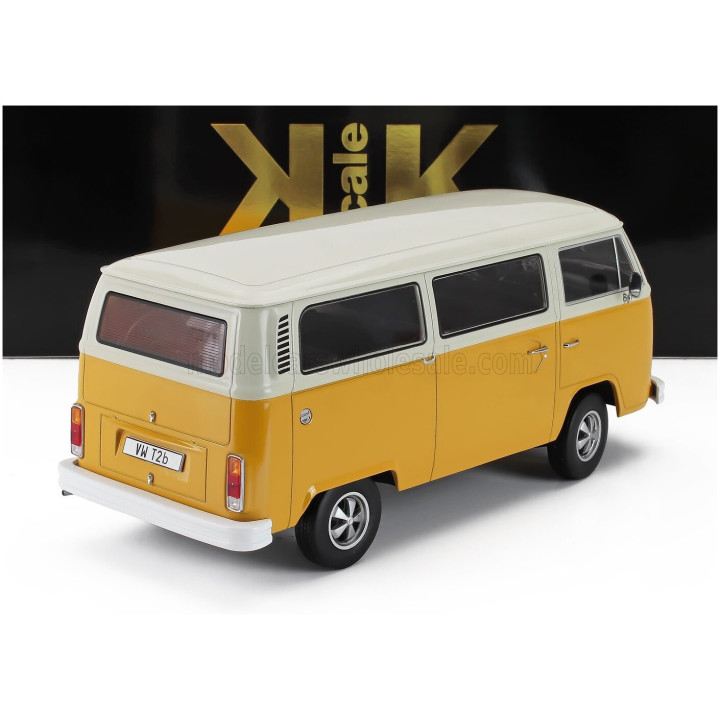 KK SCALE VOLKSWAGEN T2b MINIBUS 1972 - WITH FUCHS RIMS - YELLOW WHITE 1/18