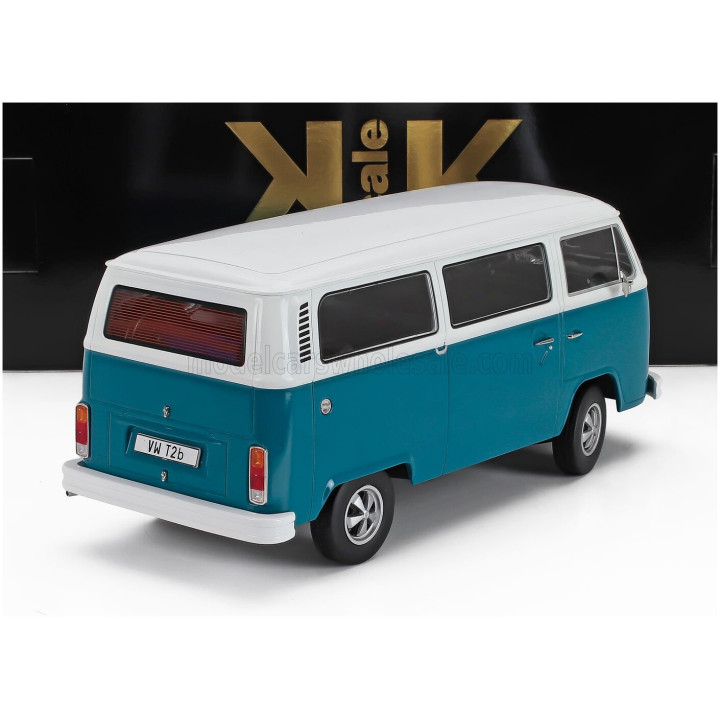 KK SCALE VOLKSWAGEN T2b MINIBUS 1972 - WITH FUCHS RIMS - BLUE WHITE 1/18