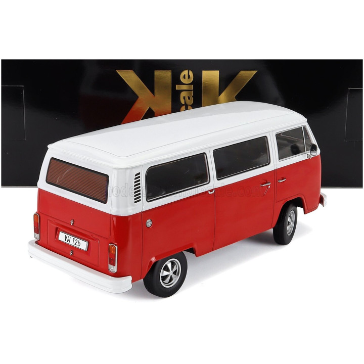 KK SCALE VOLKSWAGEN T2b MINIBUS 1972 - WITH FUCHS RIMS - RED WHITE 1/18