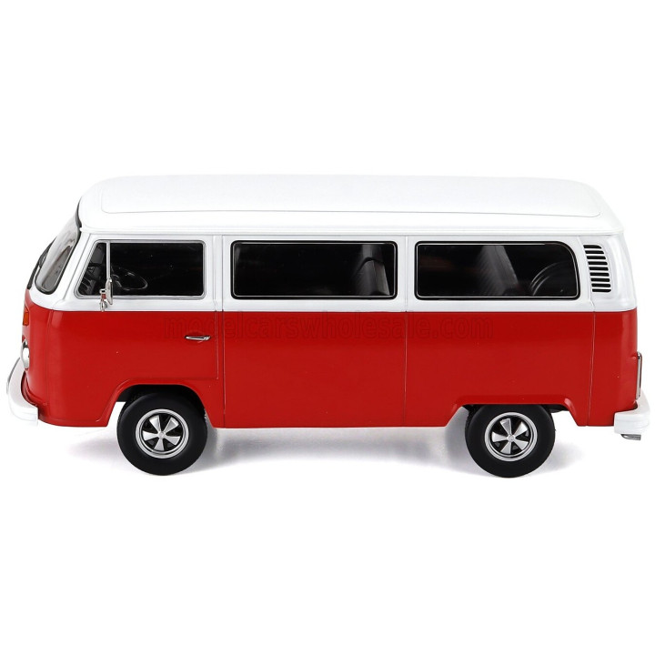 KK SCALE VOLKSWAGEN T2b MINIBUS 1972 - WITH FUCHS RIMS - RED WHITE 1/18