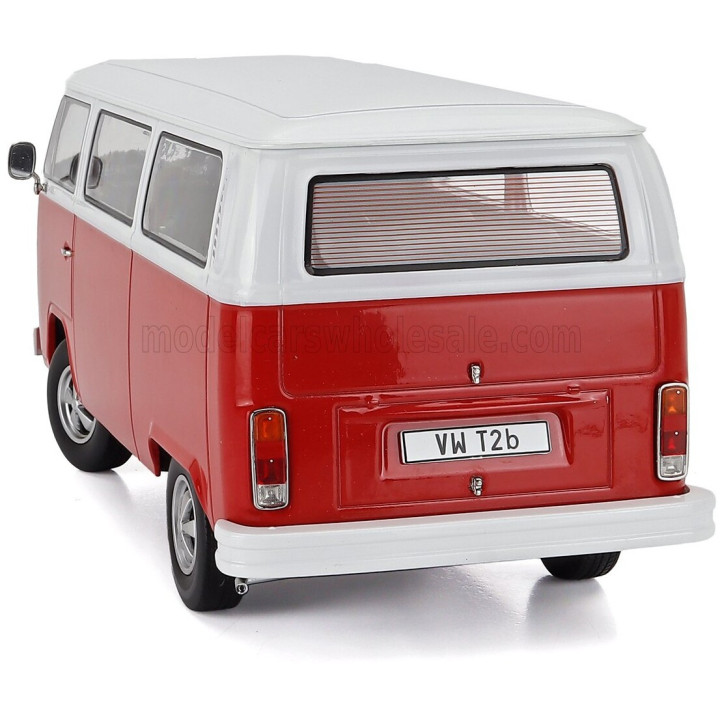 KK SCALE VOLKSWAGEN T2b MINIBUS 1972 - WITH FUCHS RIMS - RED WHITE 1/18