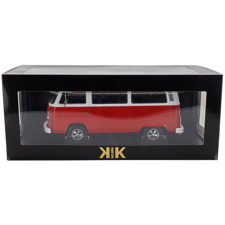KK SCALE VOLKSWAGEN T2b MINIBUS 1972 - WITH FUCHS RIMS - RED WHITE 1/18