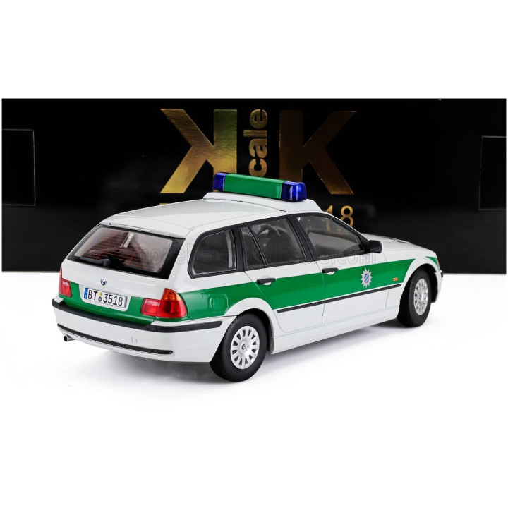 KK SCALE BMW 3-SERIES (E46) TOURING SW STATION WAGON POLIZEI 1999 - WHITE GREEN 1/18