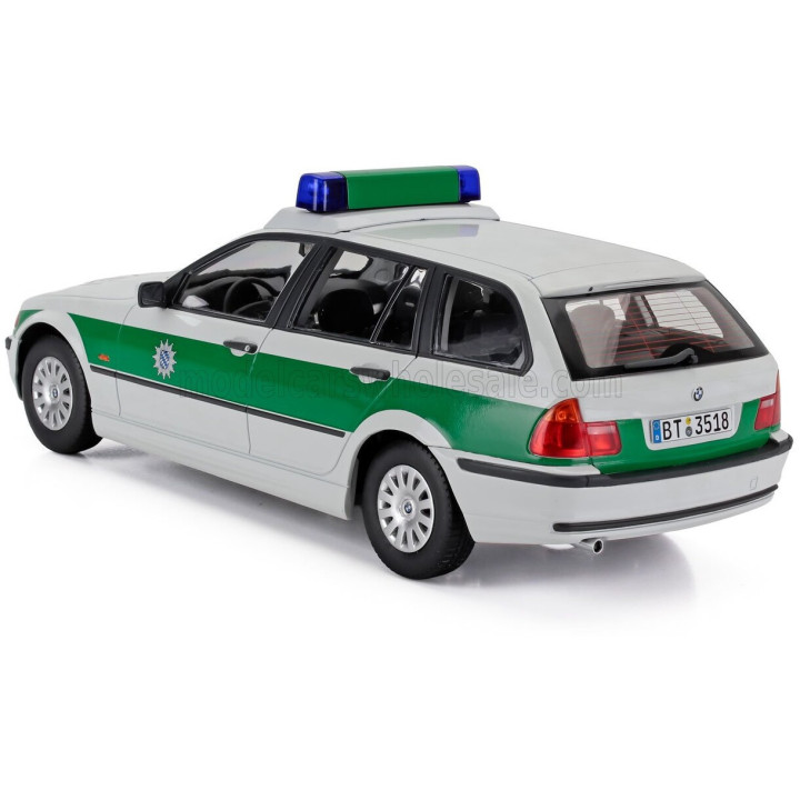 KK SCALE BMW 3-SERIES (E46) TOURING SW STATION WAGON POLIZEI 1999 - WHITE GREEN 1/18