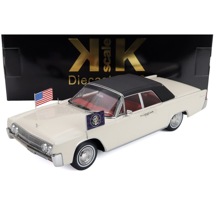 KK SCALE LINCOLN CONTINENTAL CABRIOLET PRESIDENTIAL 1963 JOHN FITZGERALD KENNEDY - WHITE 1/18