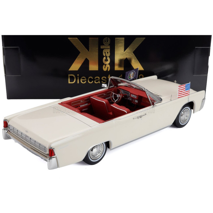 KK SCALE LINCOLN CONTINENTAL CABRIOLET PRESIDENTIAL 1963 JOHN FITZGERALD KENNEDY - WHITE 1/18