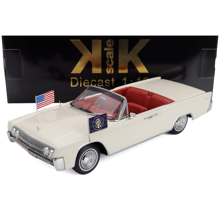 KK SCALE LINCOLN CONTINENTAL CABRIOLET PRESIDENTIAL 1963 JOHN FITZGERALD KENNEDY - WHITE 1/18