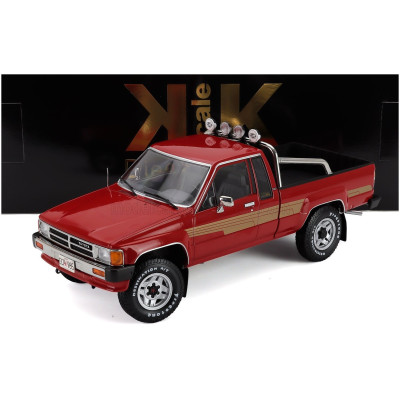 KK SCALE TOYOTA HILUX PICK-UP TRUCK XTRA CAB 4x4 1985 - RED 1/18