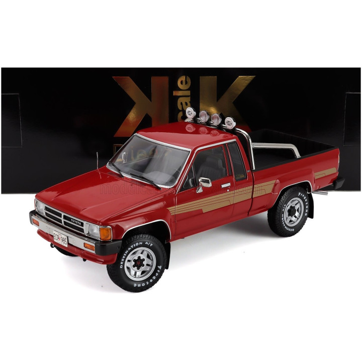KK SCALE TOYOTA HILUX PICK-UP TRUCK XTRA CAB 4x4 1985 - RED 1/18