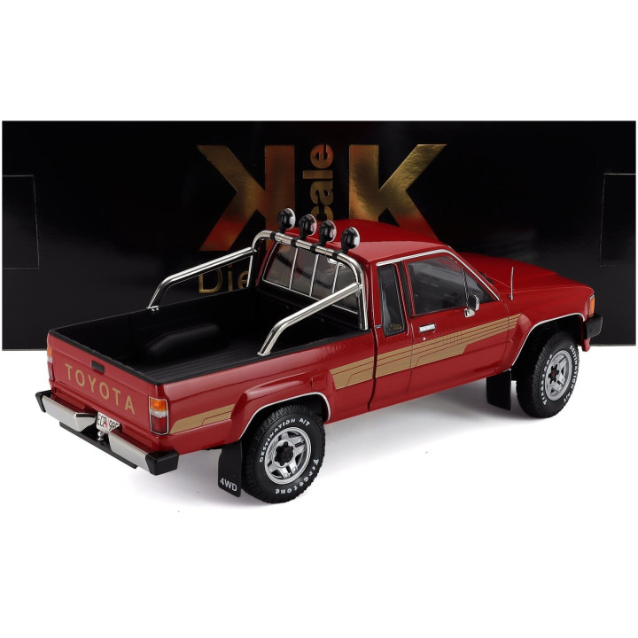 KK SCALE TOYOTA HILUX PICK-UP TRUCK XTRA CAB 4x4 1985 - RED 1/18