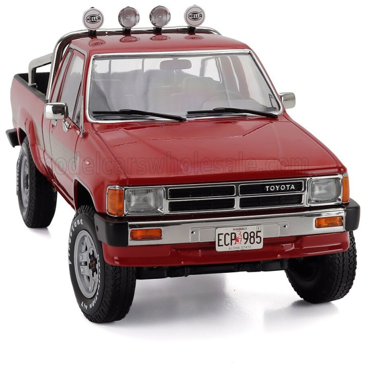 KK SCALE TOYOTA HILUX PICK-UP TRUCK XTRA CAB 4x4 1985 - RED 1/18