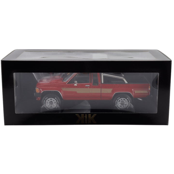 KK SCALE TOYOTA HILUX PICK-UP TRUCK XTRA CAB 4x4 1985 - RED 1/18