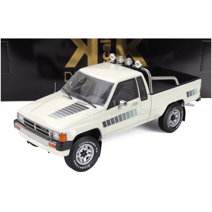 KK SCALE TOYOTA HILUX PICK-UP TRUCK XTRA CAB 4x4 1985 - WHITE 1/18