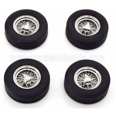 KK SCALE ACCESSORIES SET 4X COMPLETE WHEELS - SET 4X CERCHI A RAGGI - BLACK CHROME 1/18