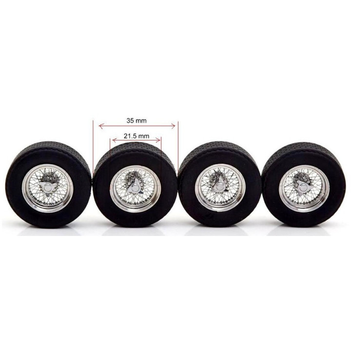 KK SCALE ACCESSORIES SET 4X COMPLETE WHEELS - SET 4X CERCHI A RAGGI - BLACK CHROME 1/18