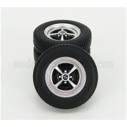 KK SCALE ACCESSORIES SET 4x WHEEL AND TYRE SET - OPEL KADETT B SPORT 1973 - BLACK 1/18