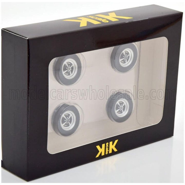 KK SCALE ACCESSORIES SET 4x WHEEL AND TYRE SET - OPEL KADETT B SPORT 1973 - BLACK 1/18