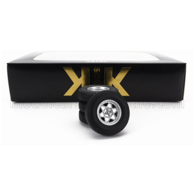 KK SCALE ACCESSORIES SET 4X WHEELS AND RIMS FOR BMW 2002 ATS 1971 - BLACK SILVER 1/18