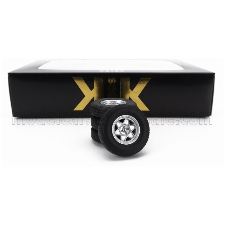 KK SCALE ACCESSORIES SET 4X WHEELS AND RIMS FOR BMW 2002 ATS 1971 - BLACK SILVER 1/18