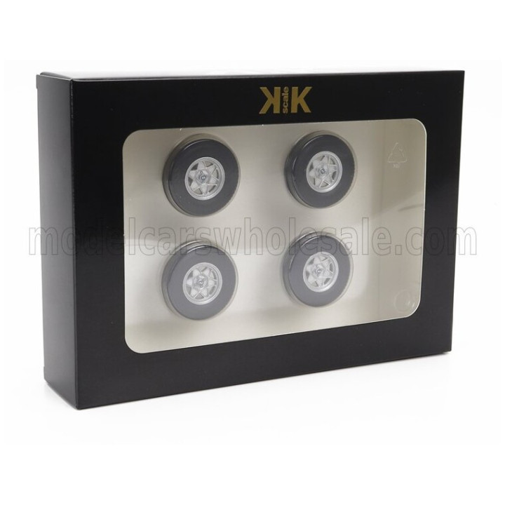 KK SCALE ACCESSORIES SET 4X WHEELS AND RIMS FOR BMW 2002 ATS 1971 - BLACK SILVER 1/18