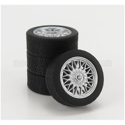 KK SCALE ACCESSORIES 4X WHEELS AND RIMS SET 16' FOR BMW 3-SERIES ALPINA B6 3.5 (E30) 1988 - BLACK 1/18