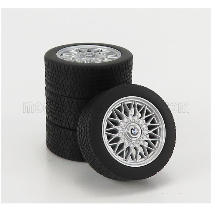 KK SCALE ACCESSORIES 4X WHEELS AND RIMS SET 16' FOR BMW 3-SERIES ALPINA B6 3.5 (E30) 1988 - BLACK 1/18