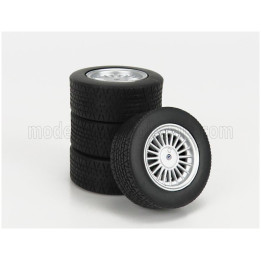 KK SCALE ACCESSORIES 4X WHEELS AND RIMS SET 17' FOR BMW 3-SERIES ALPINA (E30) 1988 - BLACK SILVER 1/18
