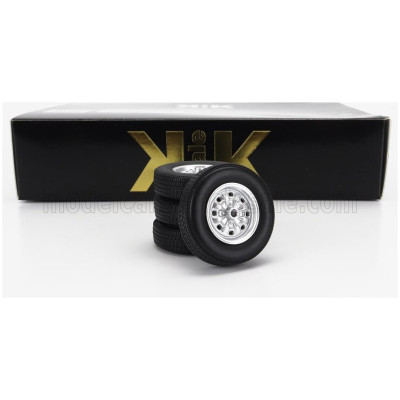 KK SCALE ACCESSORIES SET 4X WHEELS AND RIMS FOR FORD TAUNUS GT COUPE 1971 - BLACK SILVER 1/18