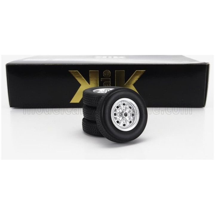 KK SCALE ACCESSORIES SET 4X WHEELS AND RIMS FOR FORD TAUNUS GT COUPE 1971 - BLACK SILVER 1/18