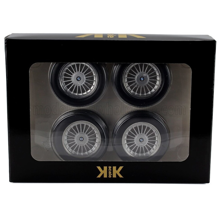 KK SCALE ACCESSORIES SET 4X WHEELS AND RIMS ALPINA FOR BMW 6-SERIES M635 CSI (E24) COUPE 1987 - BLACK CHROME 1/12