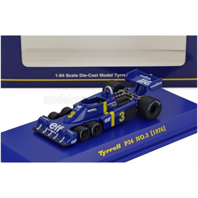 KYOSHO TYRRELL F1 P34 ELF 6-WHEELS N 3 SEASON 1976 JODY SCHECKTER - BLUE YELLOW 1/64