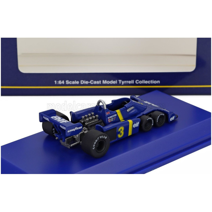KYOSHO TYRRELL F1 P34 ELF 6-WHEELS N 3 SEASON 1976 JODY SCHECKTER - BLUE YELLOW 1/64