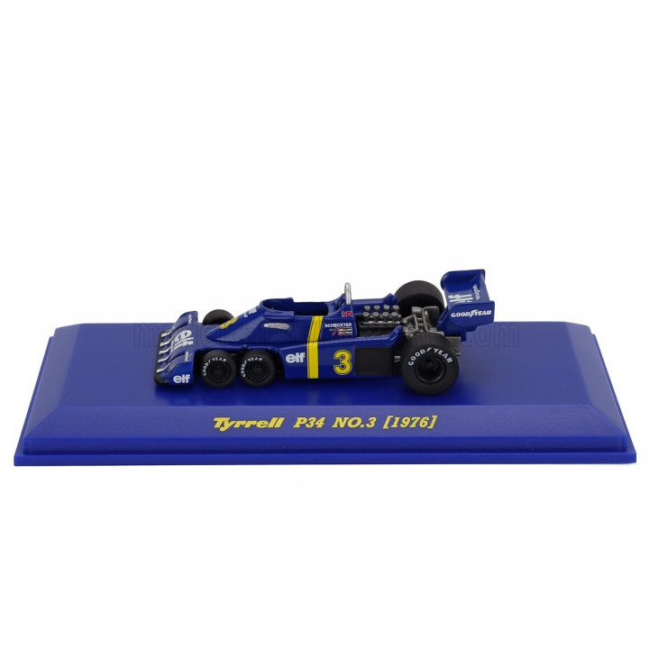 KYOSHO TYRRELL F1 P34 ELF 6-WHEELS N 3 SEASON 1976 JODY SCHECKTER - BLUE YELLOW 1/64