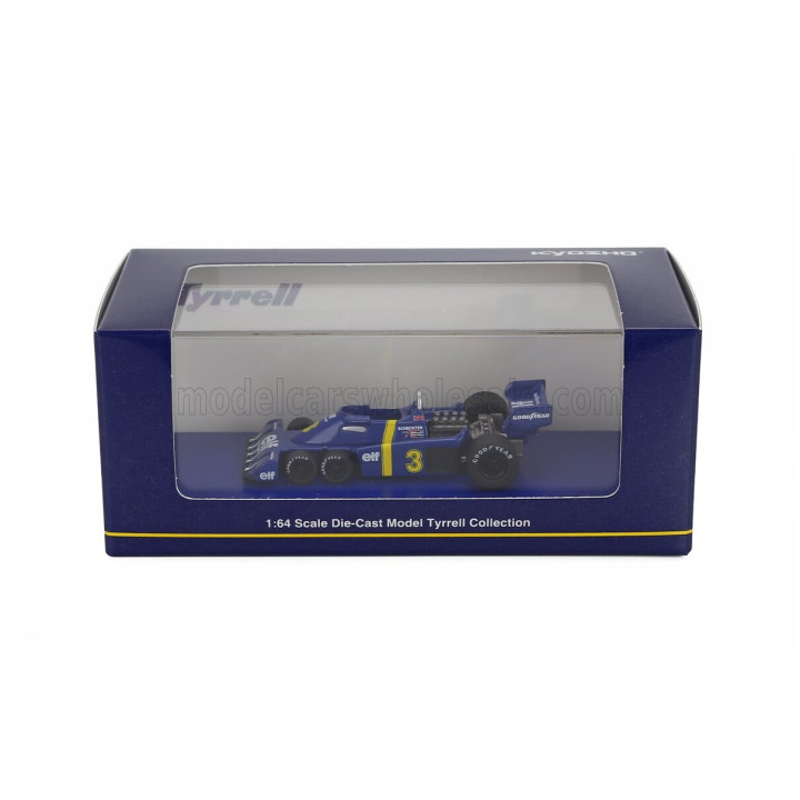 KYOSHO TYRRELL F1 P34 ELF 6-WHEELS N 3 SEASON 1976 JODY SCHECKTER - BLUE YELLOW 1/64