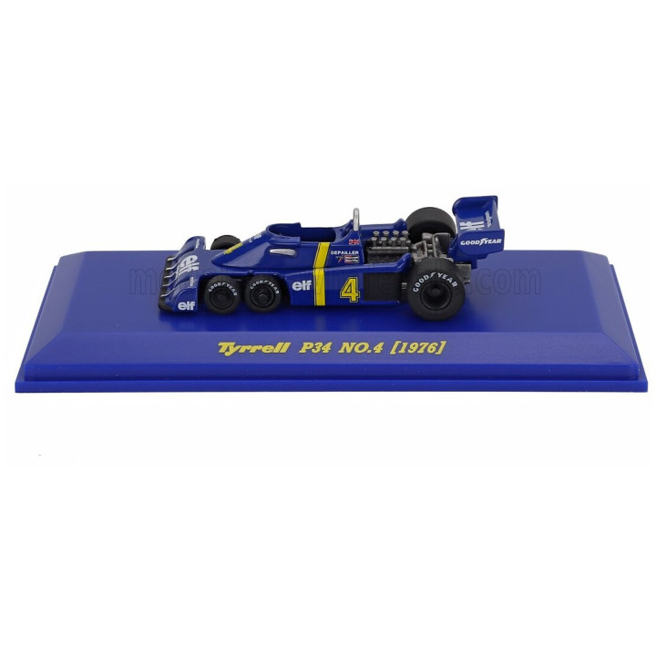 KYOSHO TYRRELL F1 P34 ELF 6-WHEELS N 4 SEASON 1976 PATRICK DEPAILLER - BLUE YELLOW 1/64