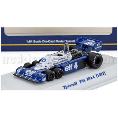 KYOSHO TYRRELL F1 P34 ELF 6 WHEELER N 4 SEASON 1977 PATRICK DEPAILLER - BLUE WHITE 1/64