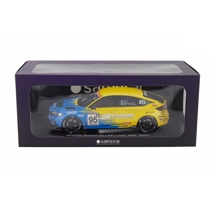 KYOSHO HONDA CIVIC TYPE-R (FL5) N 95 SPOON SPORT 2023 - BLUE YELLOW 1/18