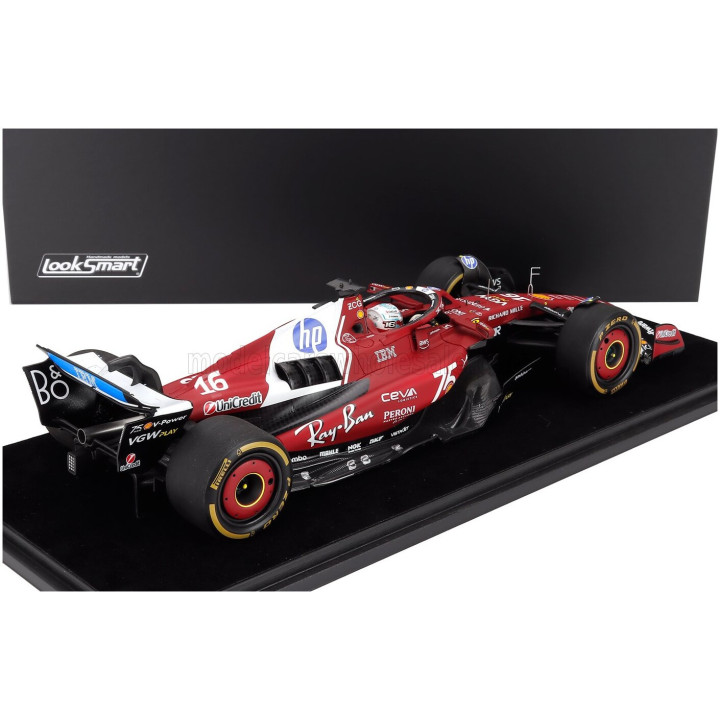 LOOKSMART FERRARI F1 SF-25 TEAM SCUDERIA FERRARI HP N 16 2nd MONACO GP 75th SHELL LIVERY 2025 CHARLES LECLERC - CON VETRINA