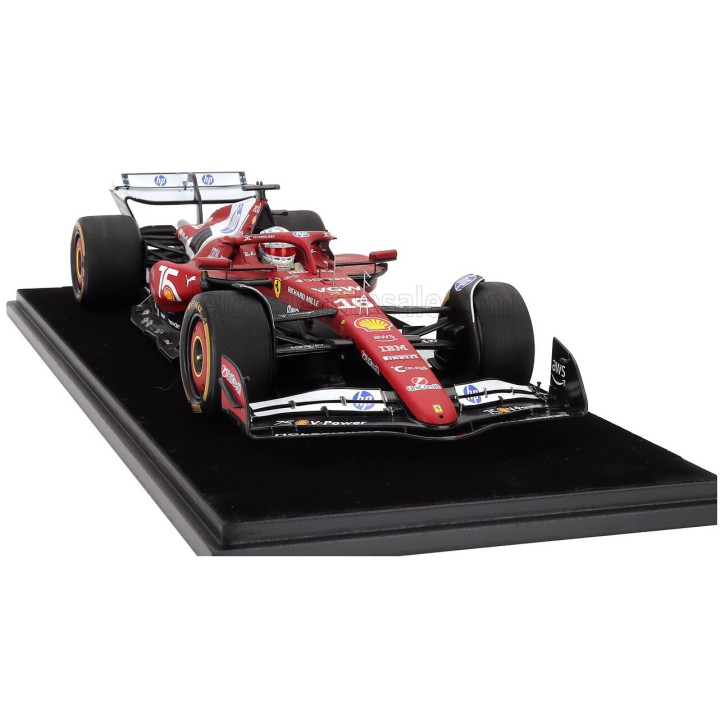 LOOKSMART FERRARI F1 SF-25 TEAM SCUDERIA FERRARI HP N 16 2nd MONACO GP 75th SHELL LIVERY 2025 CHARLES LECLERC - CON VETRINA