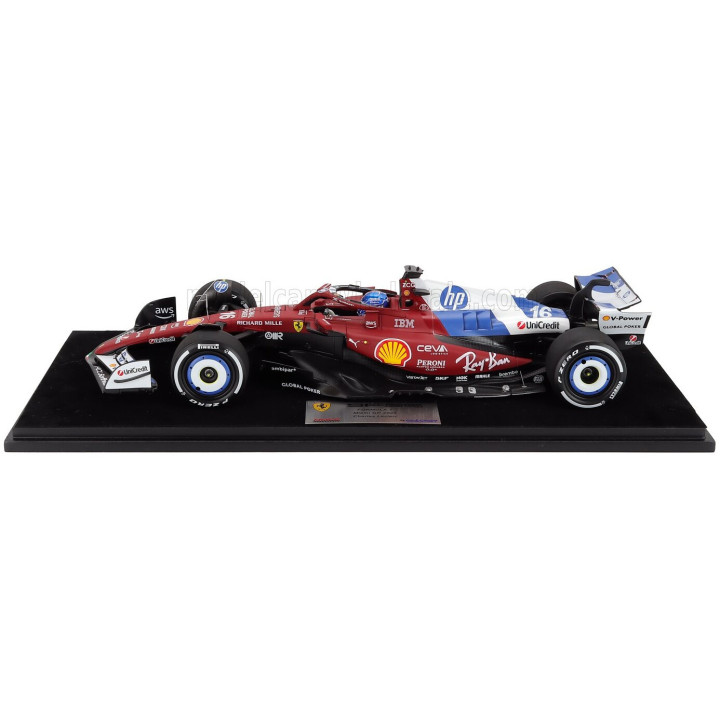 LOOKSMART FERRARI F1 SF-25 TEAM SCUDERIA FERRARI HP N 16 MIAMI GP 2025 CHARLES LECLERC - CON VETRINA - WITH SHOWCASE - RED BLUE